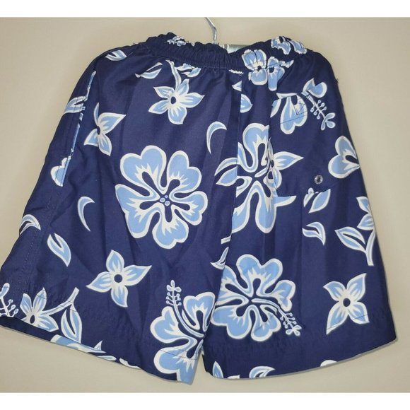 Land's End Series Blue White tropical print board shorts, size 4-5T, pre-owned - Picture 2 of 5